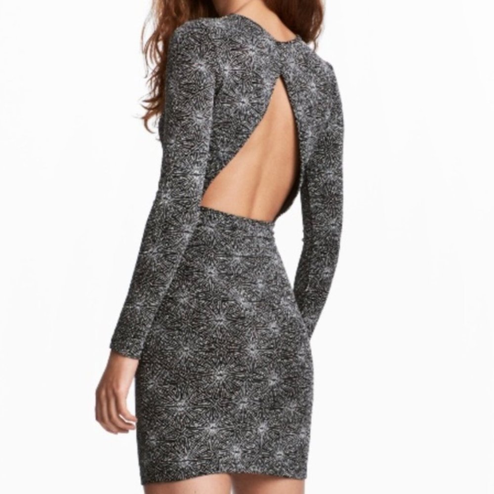 H&M DIVIDED Cutout Black Sparkle Dress - 12 NWOT